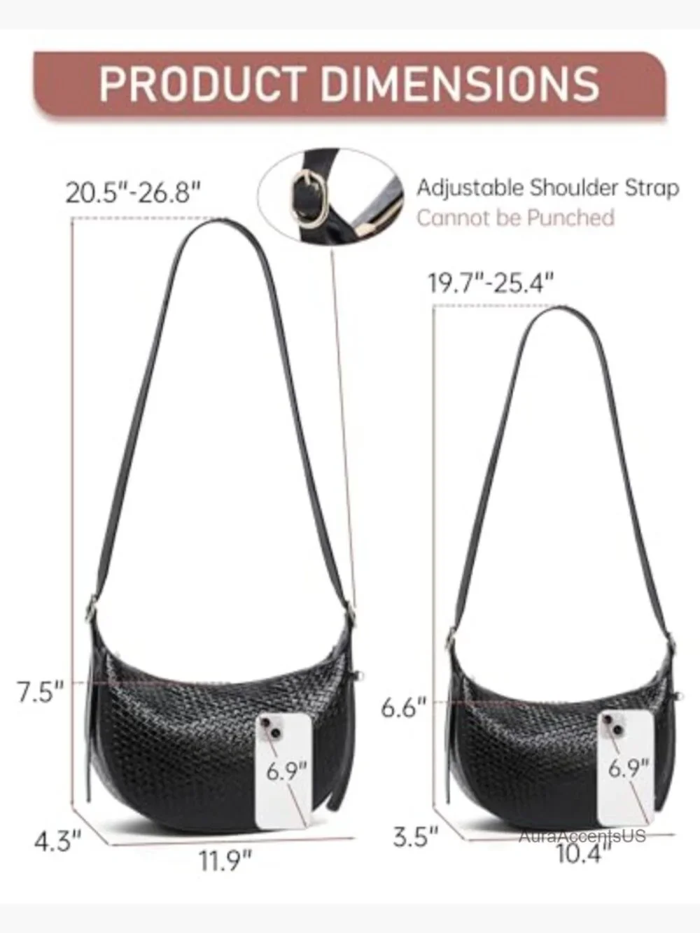 Woven Crescent Shoulder Bag Set 2PC Hobo Crossbody Purse Vegan Leather